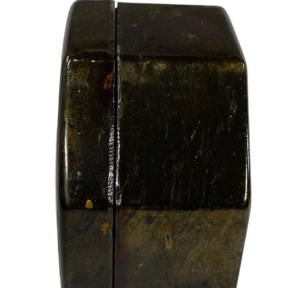 Vintage Black Hexagonal Lacquer Floral Trinket Lidded Jewelry Box Home Decor - Picture 4 of 10